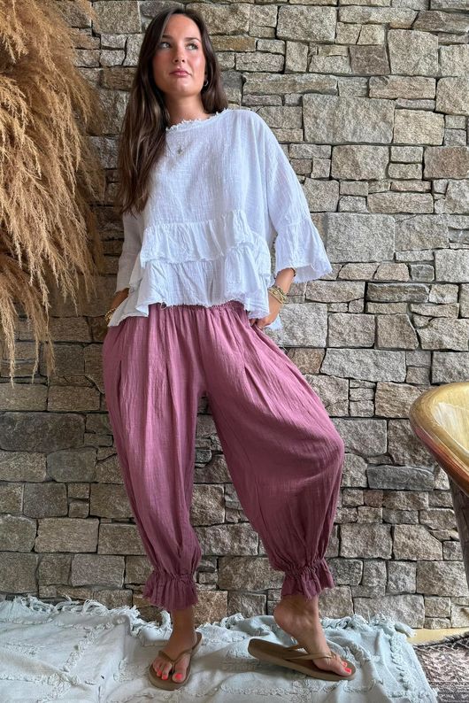 Sundaze Cheesecloth Bloomer Pant Indian Pink